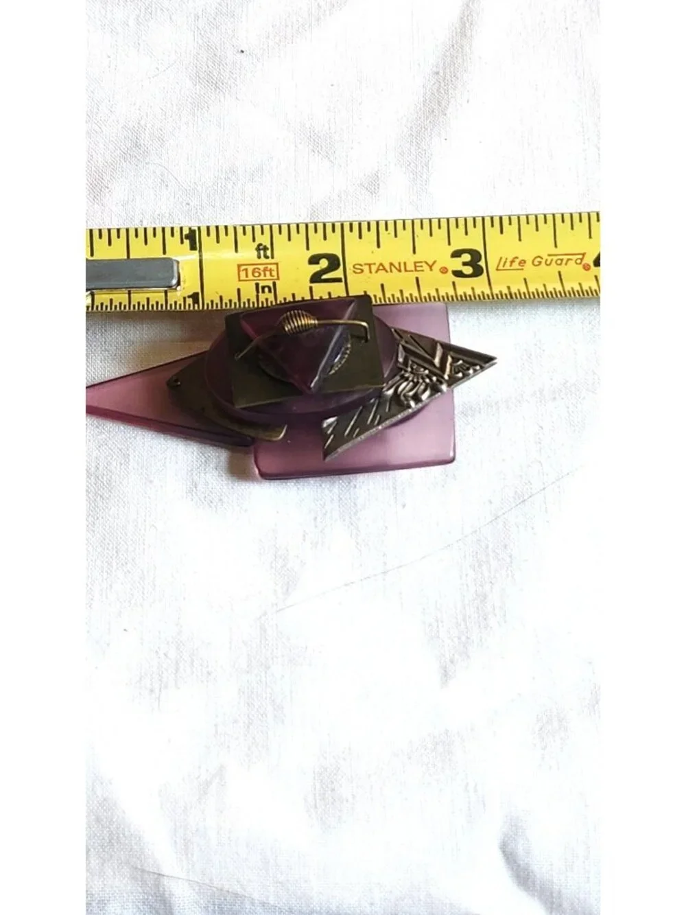 Vintage Layered Geometric Modernist Acrylic Brooch Mixed Metal Accents